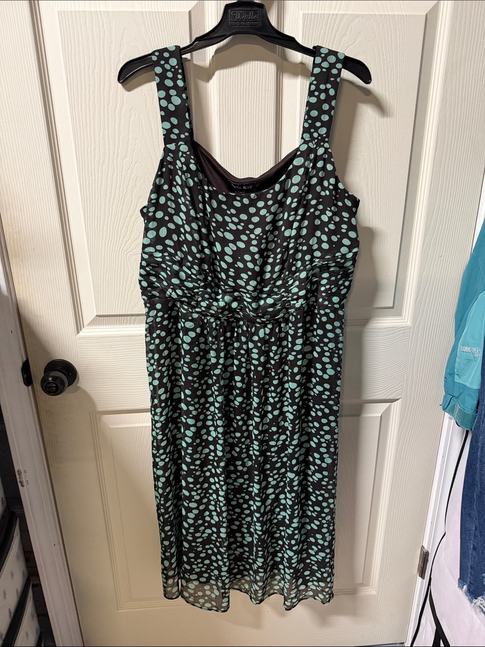 Dana Kay Brown Dress with Mint Green Polka Dots